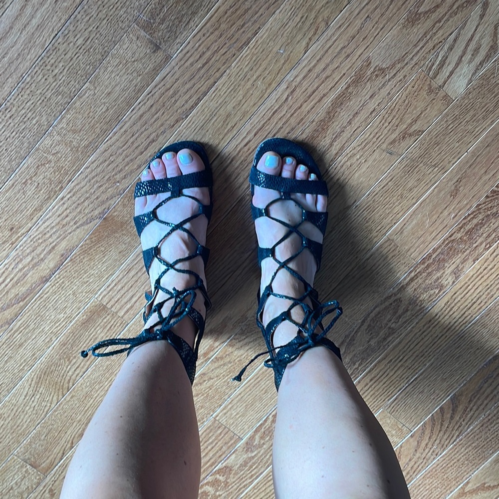 Vince Camuto Signature black snake skin gladiator sandals